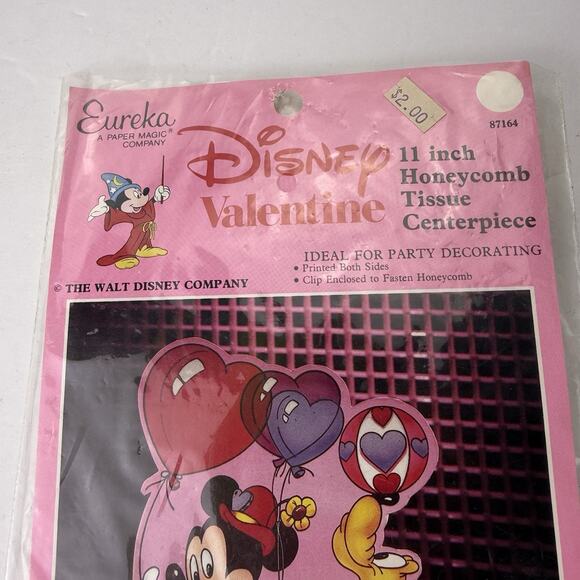 LOT OF 2 NOS Mickey Mouse Disney Valentines Day Paper Decor - Picture 13 of 14